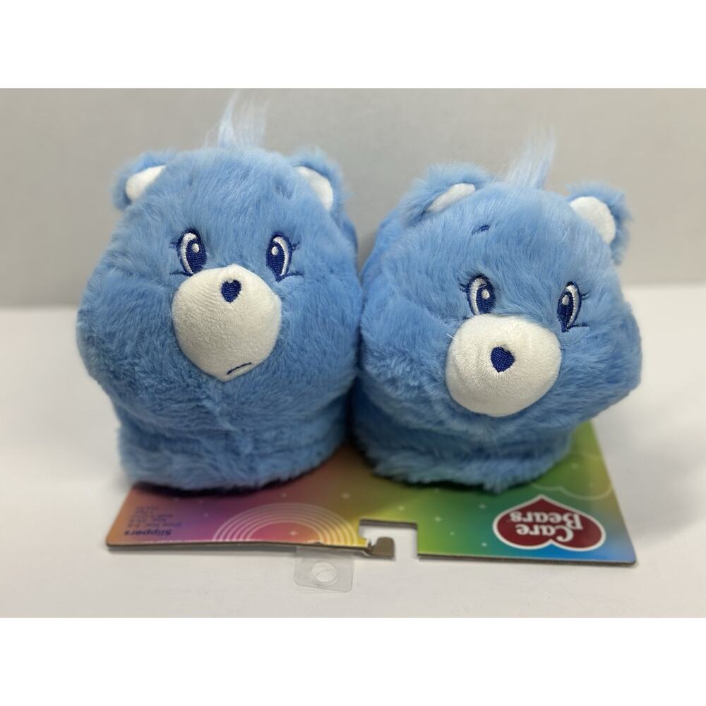 NWT Care Bears Grumpy Faux Fur Slippers  Adult Size S-XS (5-6)